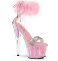 Pink Feather Crystal Platform Heels