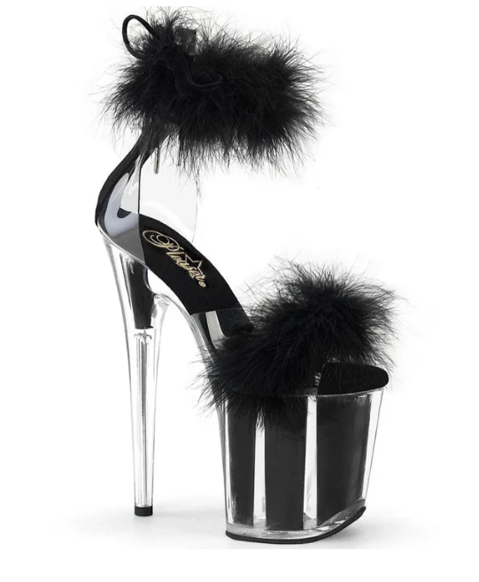 Midnight Muse Feather Platform Heels